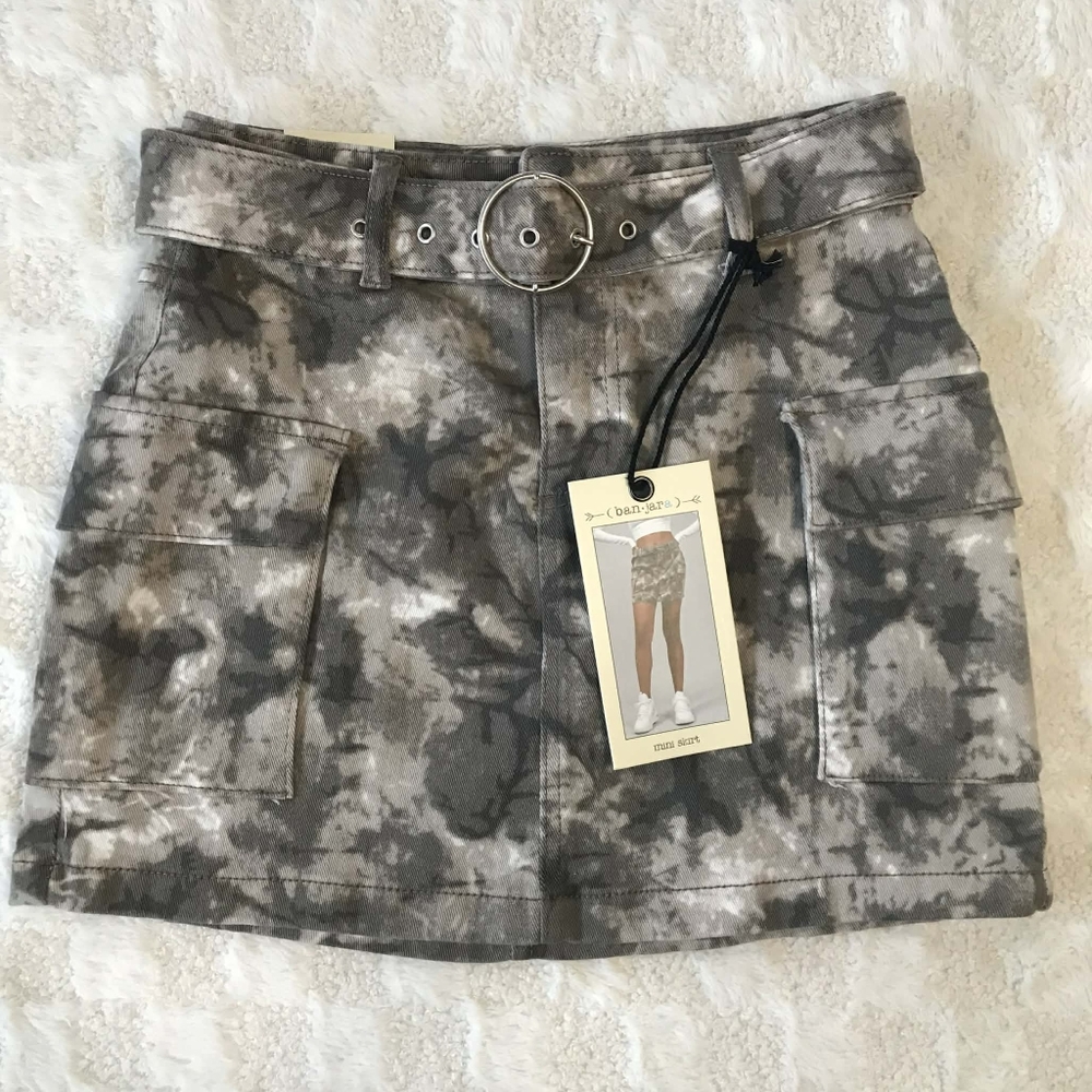 Calvin Klein Gray Tie-Dye Mini Skirt